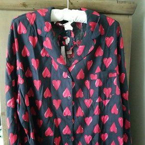 Victoria's Secret 2 Piece Pajama Set Women's XL Hearts Sleepwear Nwt